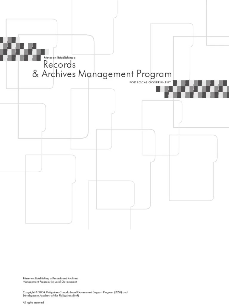 Primer On Records And Archives Management For Local Government | PDF | Records Management ...