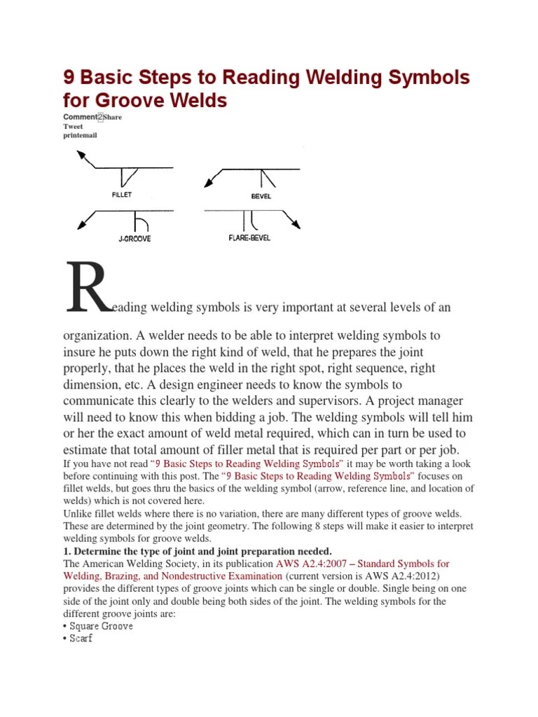 9 Basic Steps To Reading Welding Symbols For Groove Welds | PDF | Welding | Construction