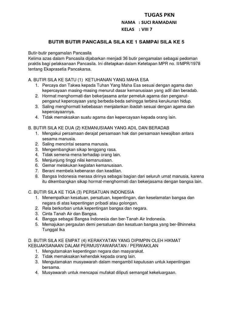 45 butir pedoman tersebut merupakan penjabaran dari kelima sila dalam pancasila . Tercepat Pancasila 5 Butir