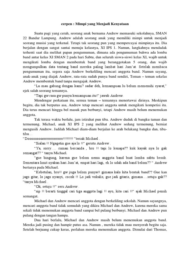Sabar, menurut pada orang tua, rajin . Cerpen Pdf