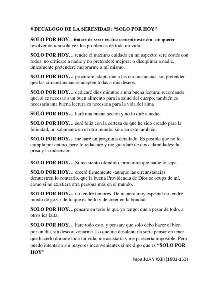 Decálogo De La Serenidad | PDF