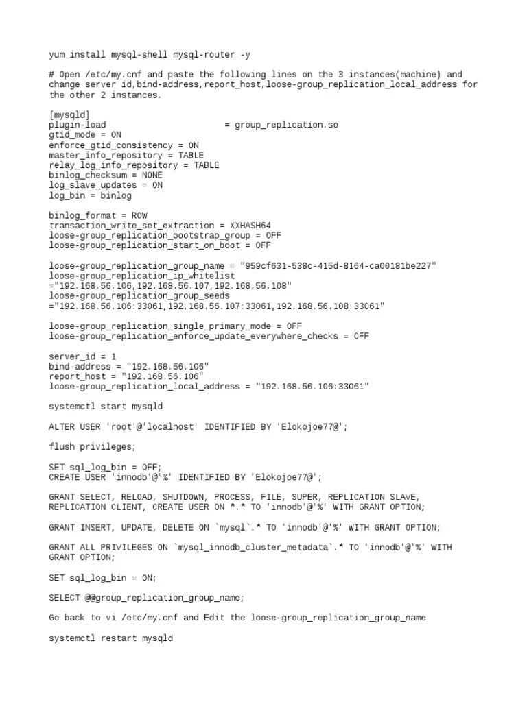 Configuring MySQL Group Replication Across Three Instances | PDF ...
