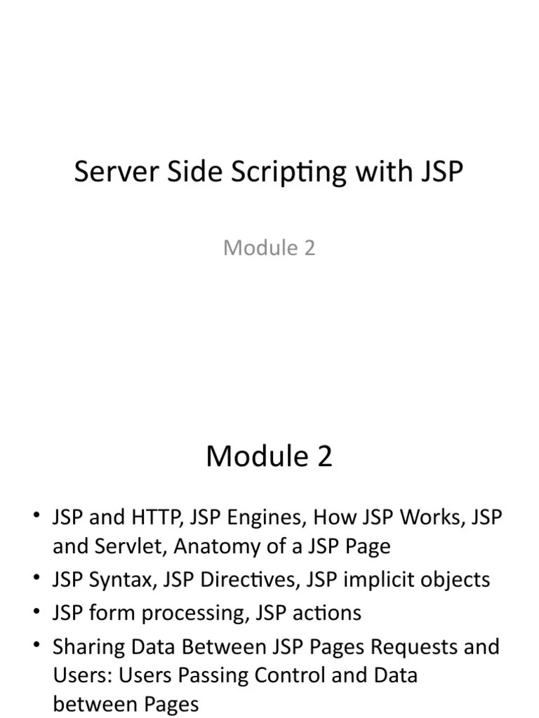 Server Side Scripting With JSP | PDF | Java Server Pages | Java Servlet
