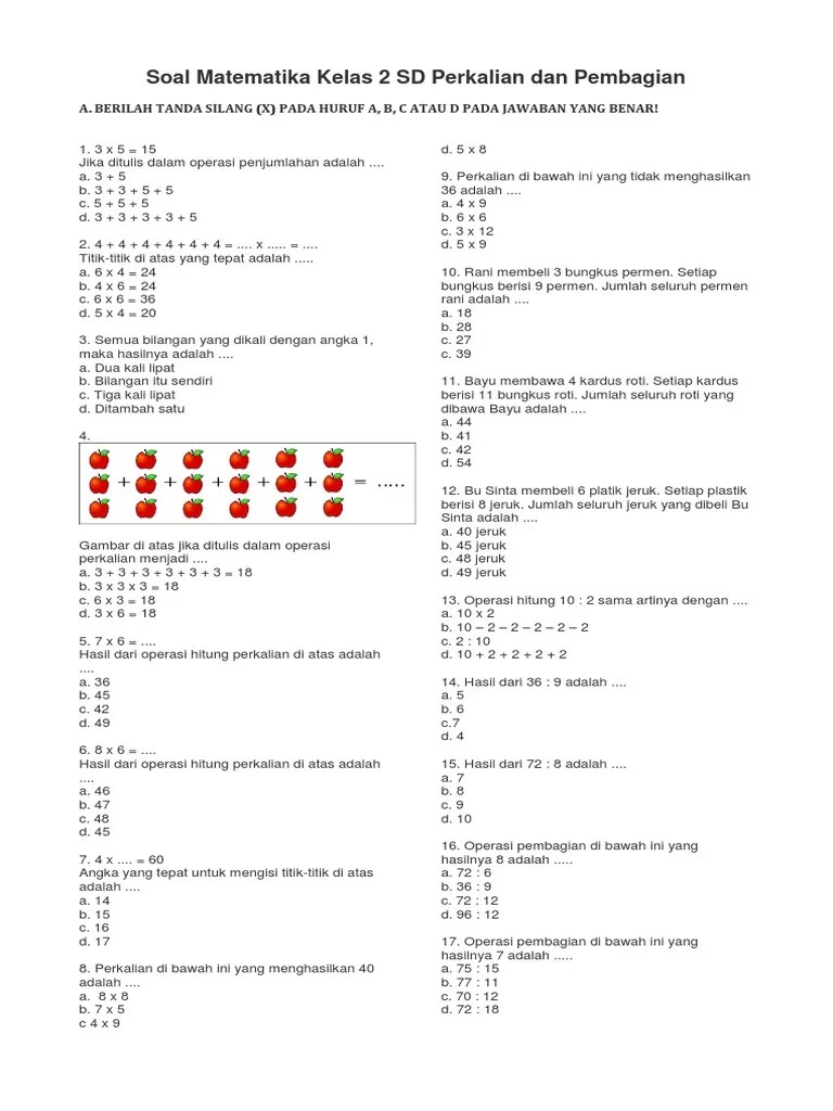 Soal Matematika Dasar Kelas 2 Sd Oleh Guru Fajri Asahi Diposting pada 13 Mei 2021.