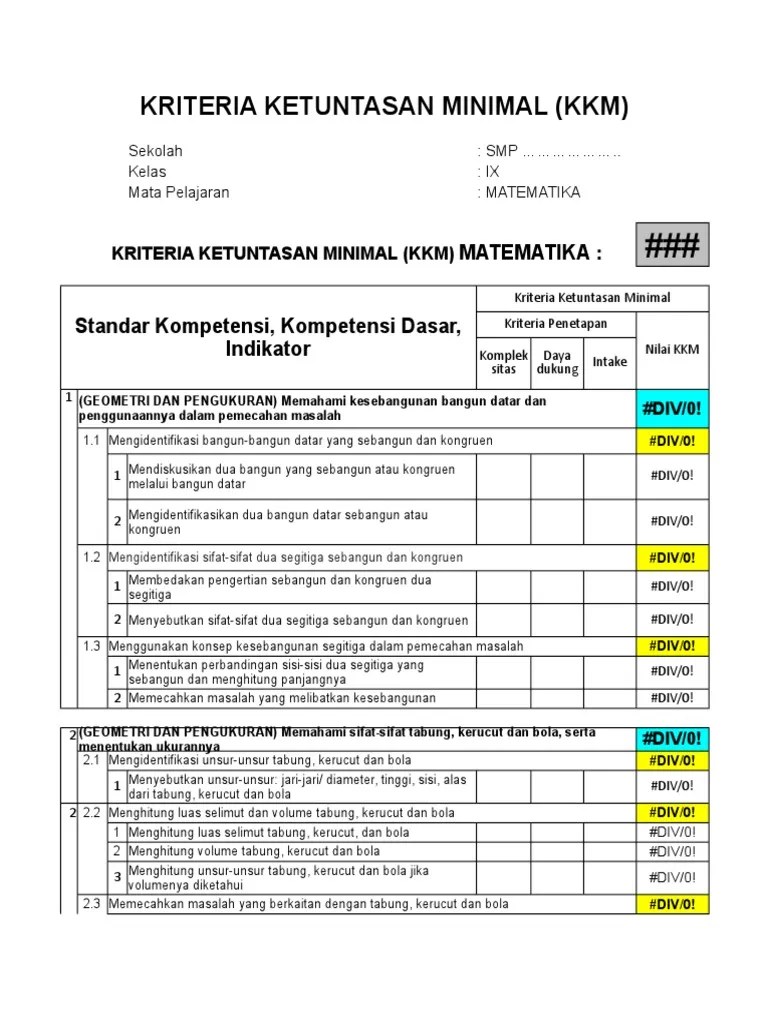 Xls Analisis Kkm Matematika Agus Wahyudi Academia Edu 