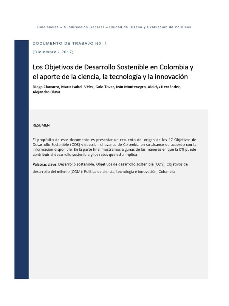Los Objetivos De Desarrollo Sostenible En Colombia Y El Aporte De La ...