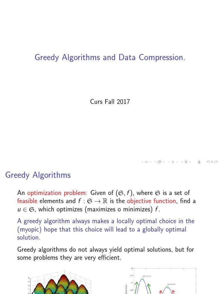 Greedy Algorithms And Data Compression.: Curs Fall 2017 | PDF ...