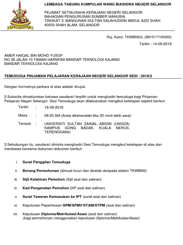 Tawaran Contoh Surat Panggilan Temuduga Kerja Swasta : 2