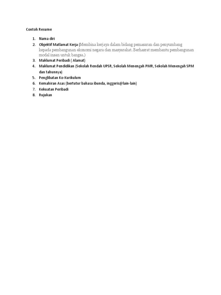 Contoh Resume | PDF