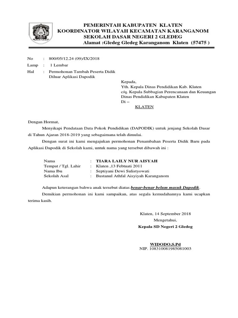Segera periksa dan aktifkan akun pembelajaran. Contoh Surat Mutasi Siswa Dapodik Doc Nusagates
