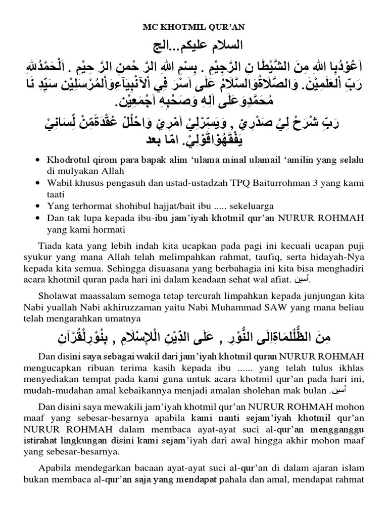 Pada artikel yang anda baca kali ini dengan judul kumpulan contoh susunan acara khotmil . Mc Khotmil Qur Pdf