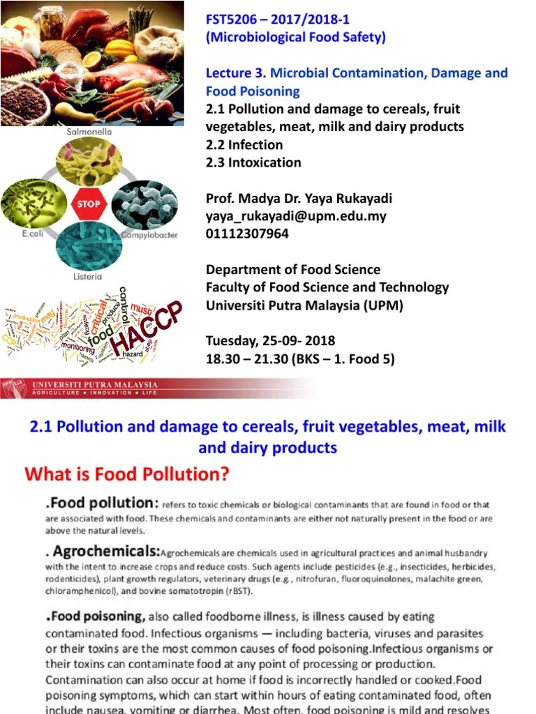 Lecture 3. Microbial Contamination, Damage And Food Poisoning - 1 | PDF | Foodborne Illness ...