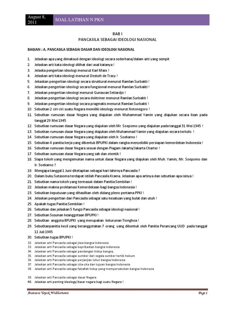 Soal Latihan PKN Kls 8 Bab 1 Uraian | PDF