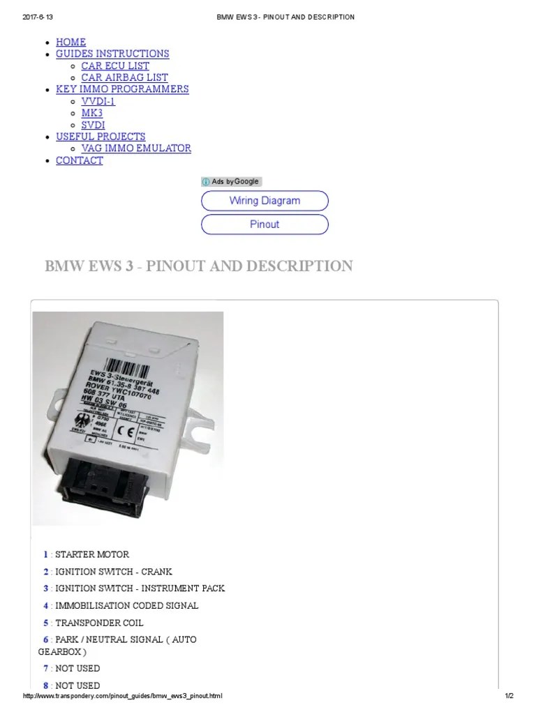 When we find it difficult to come up with the words to descr. Bmw Ews 3 Pinout And Description Pdf Vehicle Technology Systems Engineering