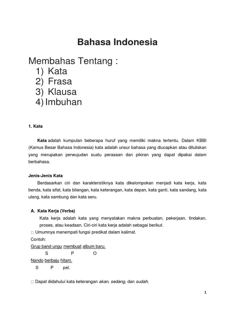 Bahasa Indonesia 1 | PDF