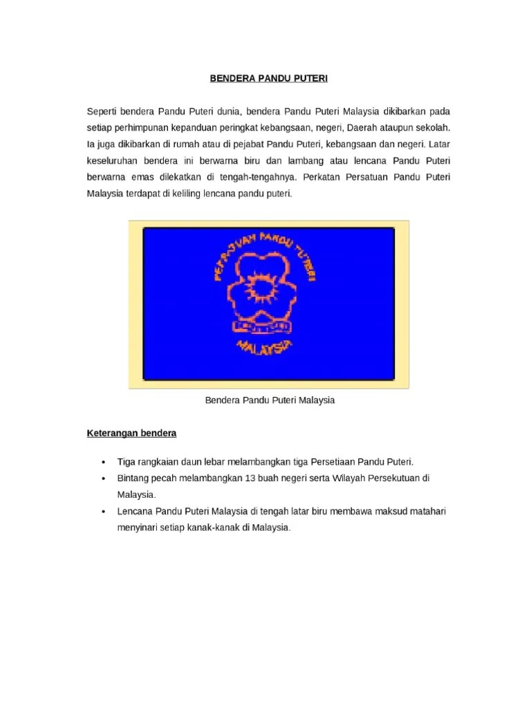 Persatuan pandu puteri malaysia is the national guiding organization of malaysia. Bendera Pandu Puteri Pdf