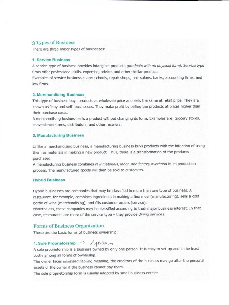 3 Types Of Business PDF | PDF | Limited Liability Company | Partnership