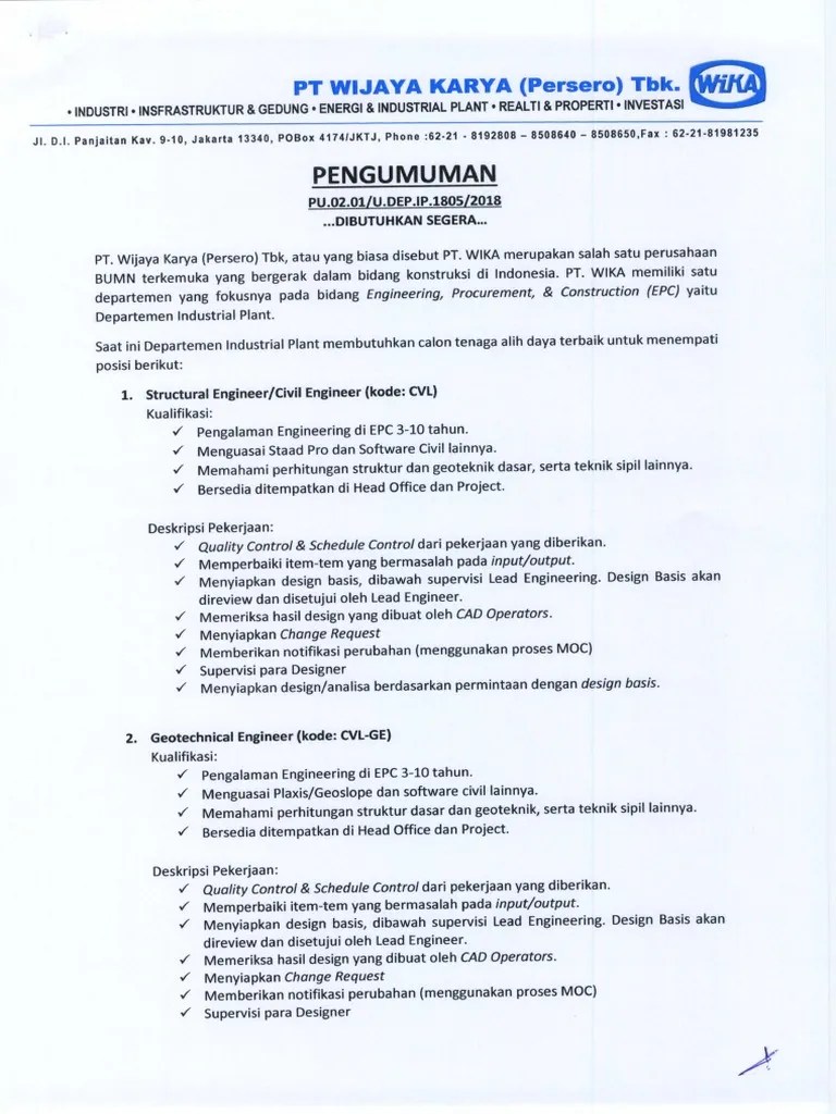 Lowongan Engineering Pdf
