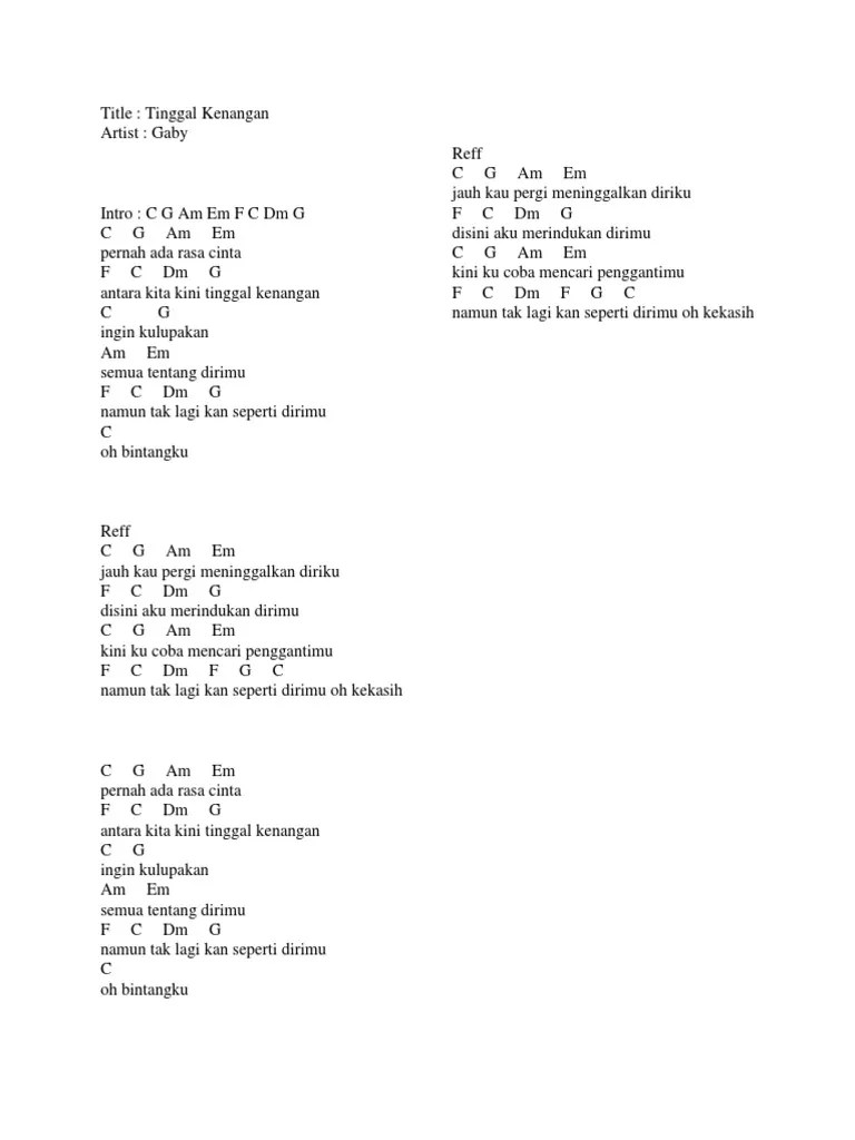 Kunci Gitar Tinggal Kenangan | PDF