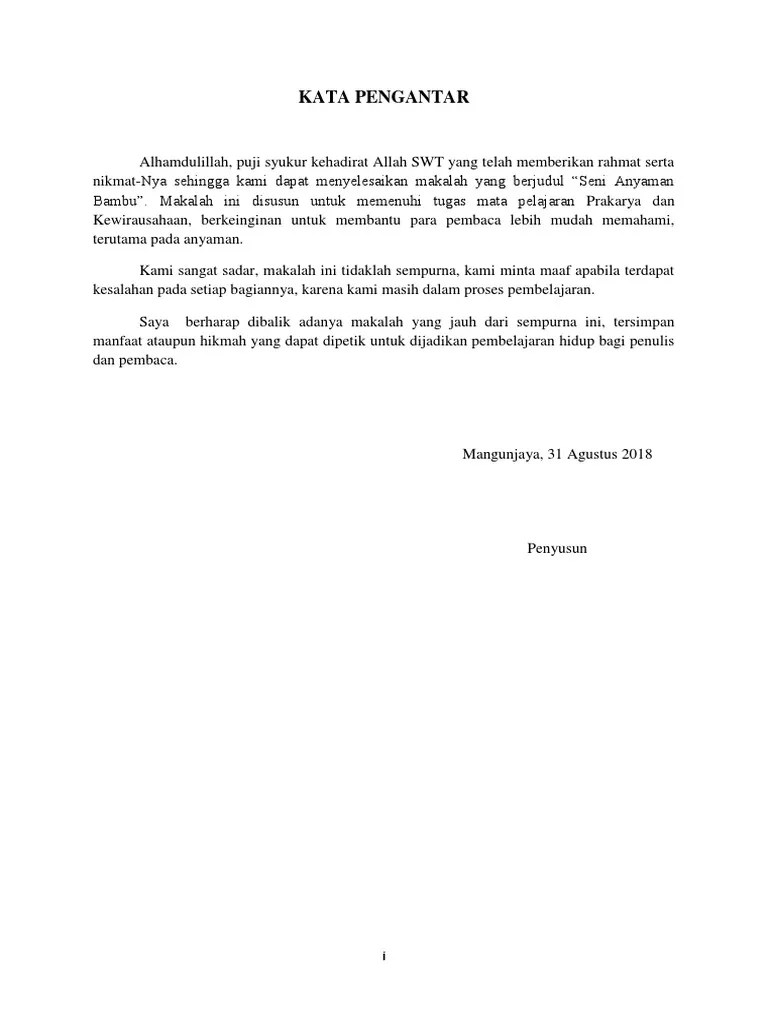 Demikianlah, makalah prakarya dan kewirausahaan ini kami buat. Makalah Anyam Pdf
