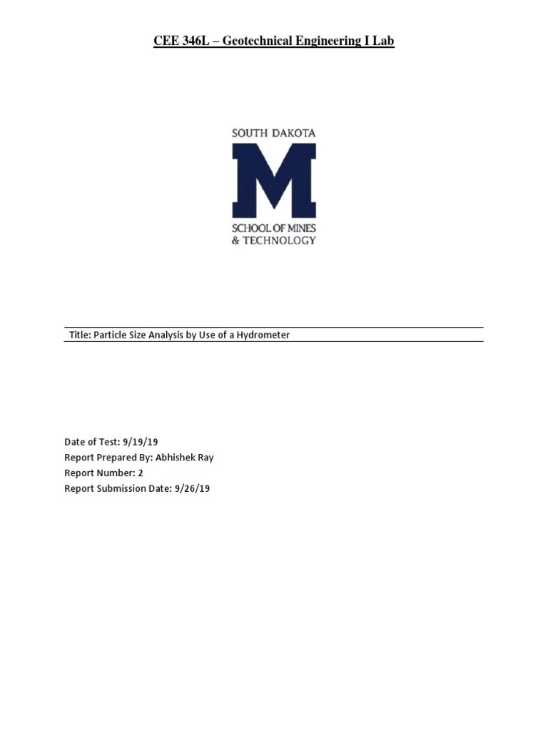 CEE 346L - Geotechnical Engineering I Lab: Title: Particle Size ...