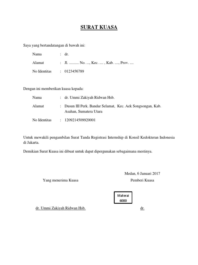 Surat Kuasa Pengambilan Str Pdf 