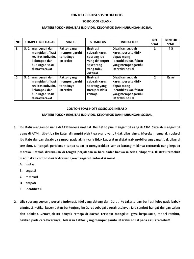 Lengkap 50 Contoh Soal Sosiologi Kelas 10 Sma Ma Semester Ganjil Terbaru Bospedia 