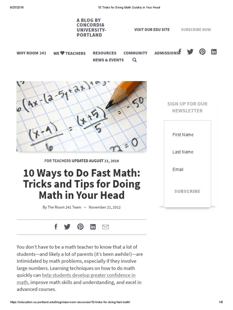 10 Tricks For Doing Math Quickly In Your Head | Numbers | Multiplication