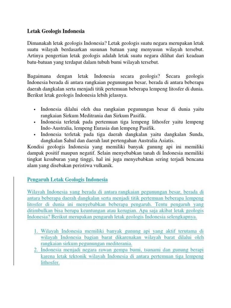 Keuntungan Dan Kerugian Letak Geologis Indonesia – Belajar