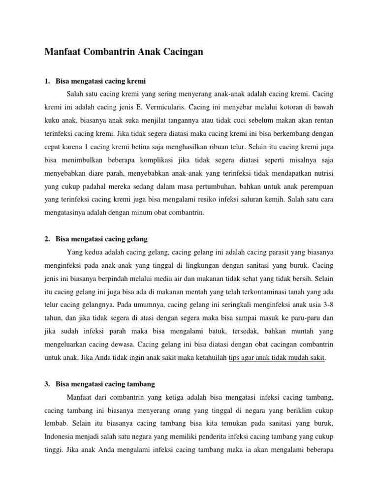 Manfaat Combantrin Anak Cacingan