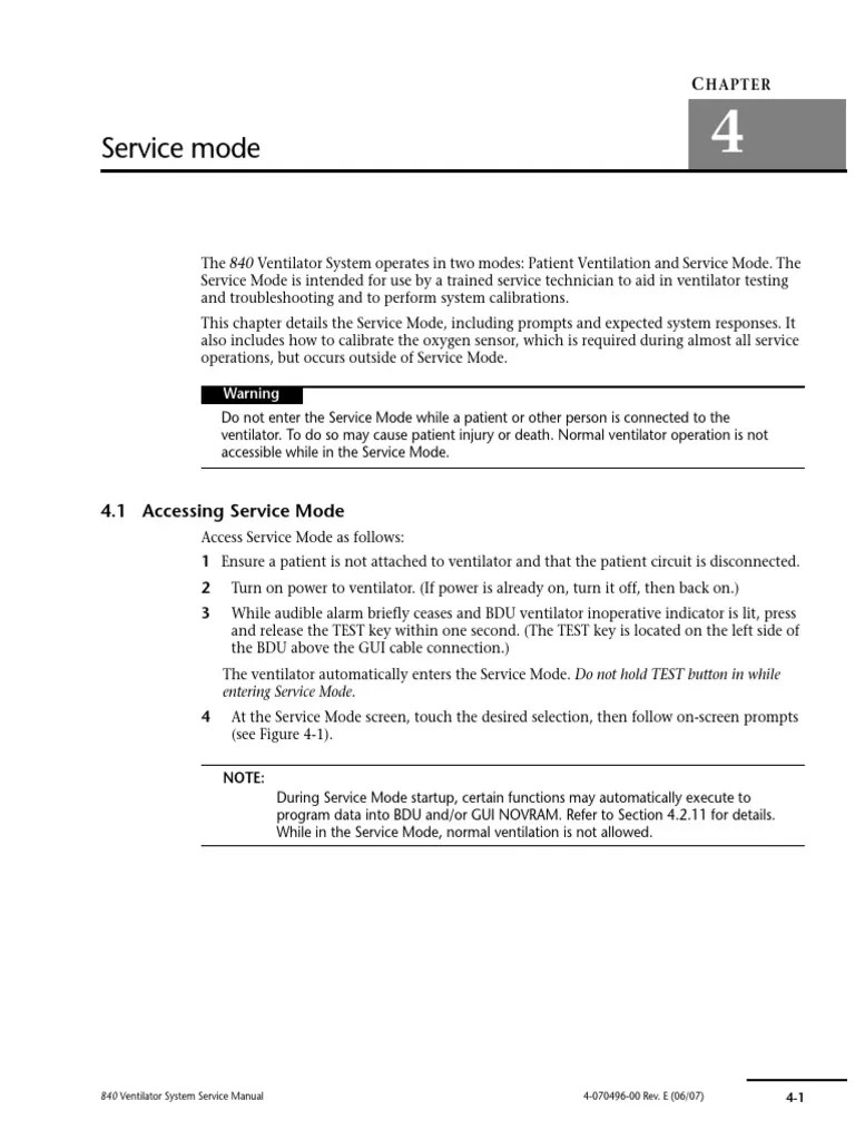 Advanced synchrony tools help clinicians set the ventilator to adapt to their patients' unique needs and help. 840 Service Manual Rev E 4 Service Mode Pdf Calibration Printed Circuit Board