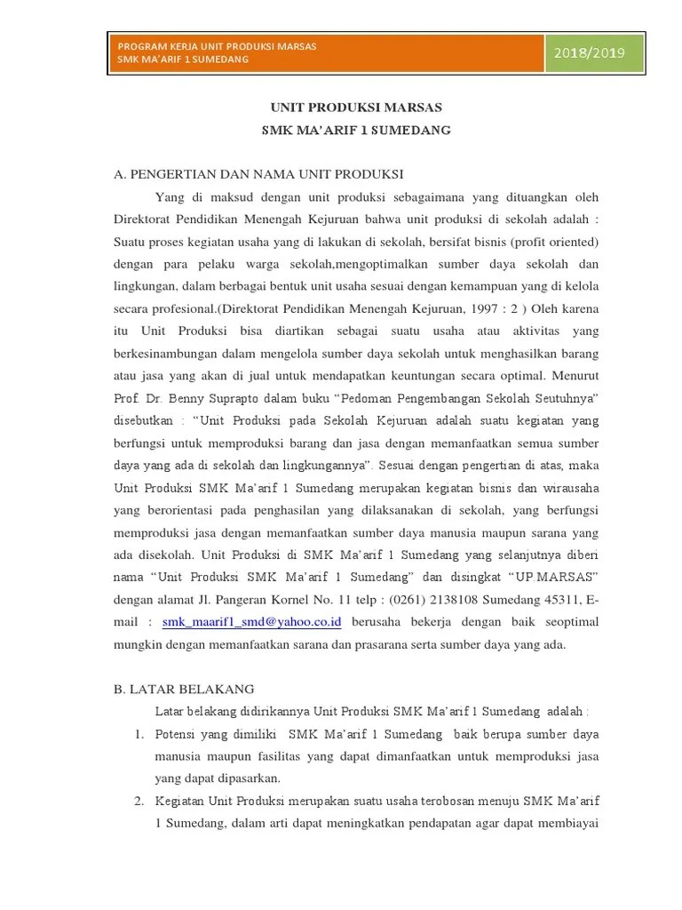 Program Kerja Unit Produksi | PDF