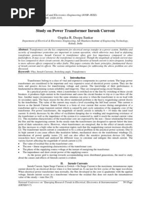 Inrush Current Study Transformer Resistor