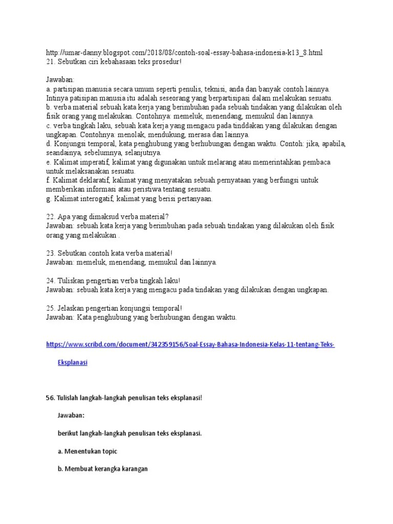 30.08.2020 · soal esay kelas x genap (1) soal essay b indonesia xii (1) soal essay bahasa indonesia smtr genap (1) soal pat bahasa indonesia x (1) soal pat bahasa indonesia xi (1) soal pat seni budaya kelas x (1) soal pg cerpen (1) soal pg surat lamaran (1) soal pg teks anekdot (1) soal pg teks eksplanasi (1) soal pg teks eksposisi (1) soal pg teks. Soal Essay Teks Prosedur Revisi Id