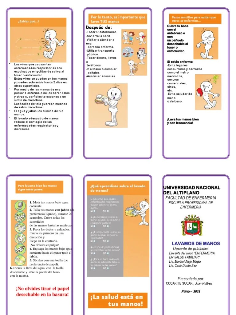 Triptico De Lavado De Manos PDF | PDF | Lavado De Manos | Bienestar