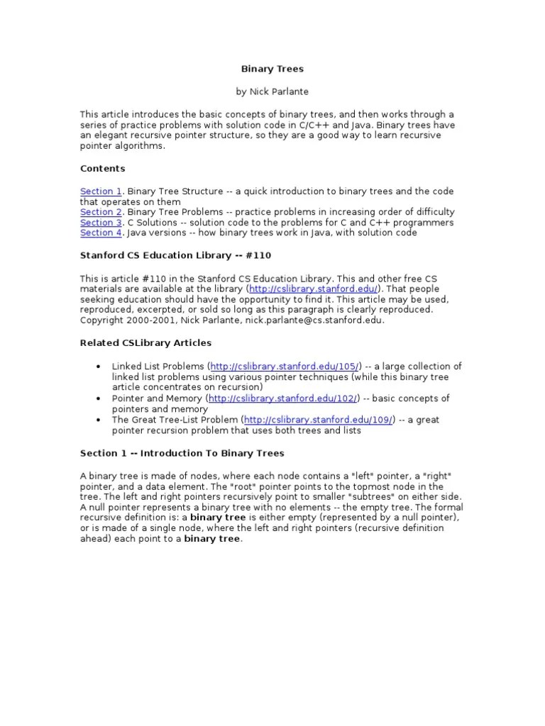 Binary Trees: Section 1 Section 2 Section 3 Section 4 | PDF