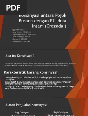Konsinyasi Pojok Busana Dengan PT Idola Insani | PDF