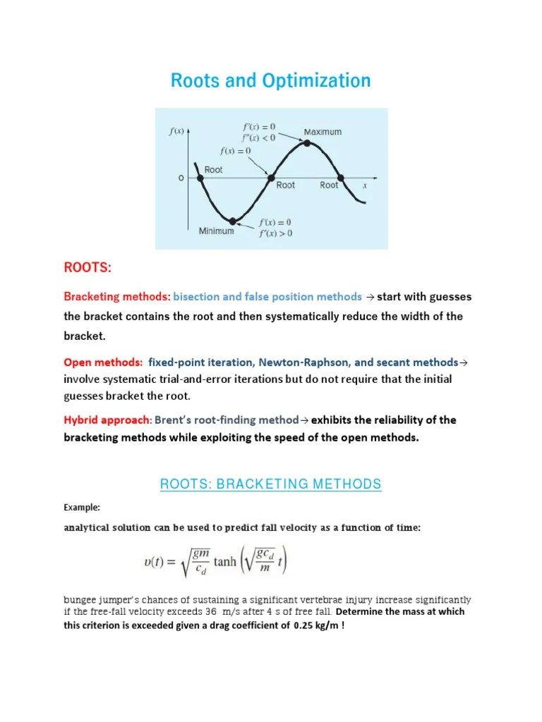 Roots - Bracketing Methods | PDF | Mathematics Of Computing ...