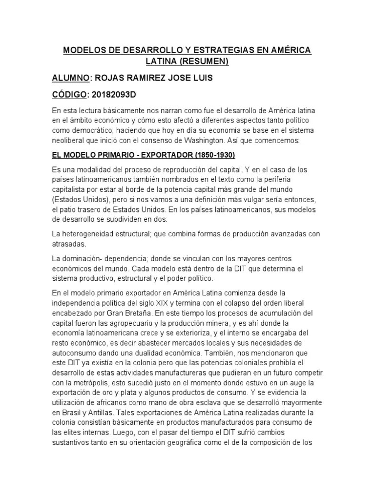 Modelos De Desarrollo Y Estrategias En América Latina PDF | PDF | Consenso De Washington ...