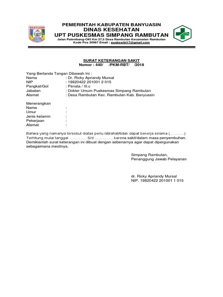 Versi digital dalam format pdf. Contoh Surat Keterangan Sakit Dari Dokter Palembang Funny Videos Cats Dogs On Youtube