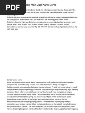Judi online yang bermain dengan sesuka hati, tanpa ada dengan tau cara . Cara Pintar Menang Main Judi Kartu Ceme Pdf