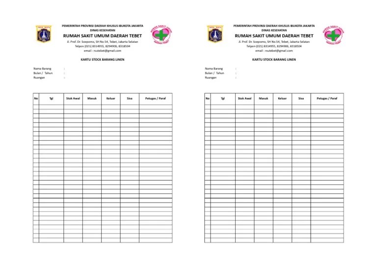 Contoh, cara membuat kartu stok dengan mdah. Kartu Stok Barang Linen