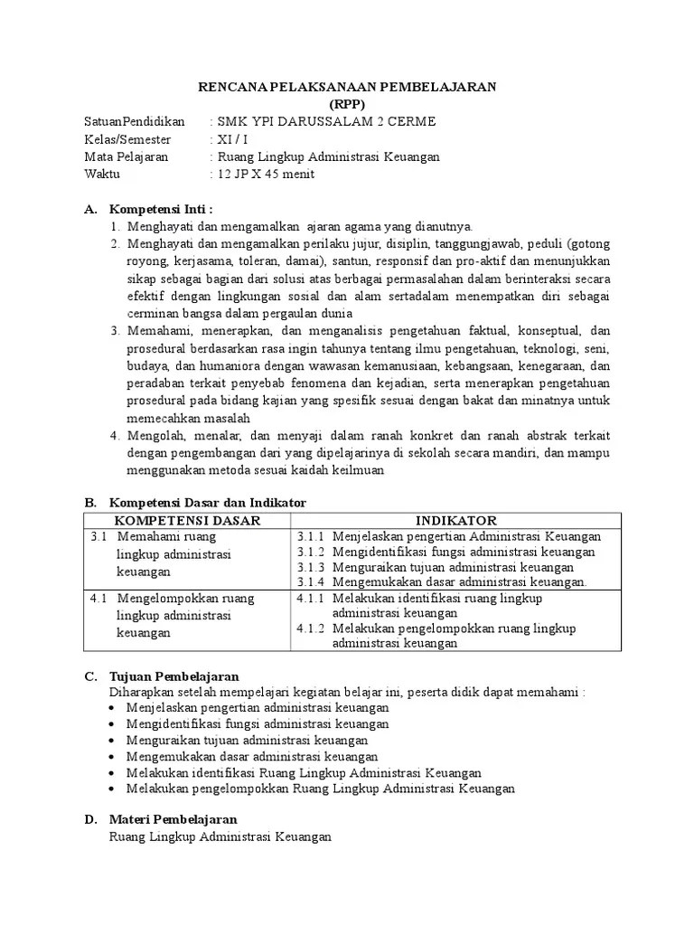 RPP Keuangan KD 3.1 | PDF