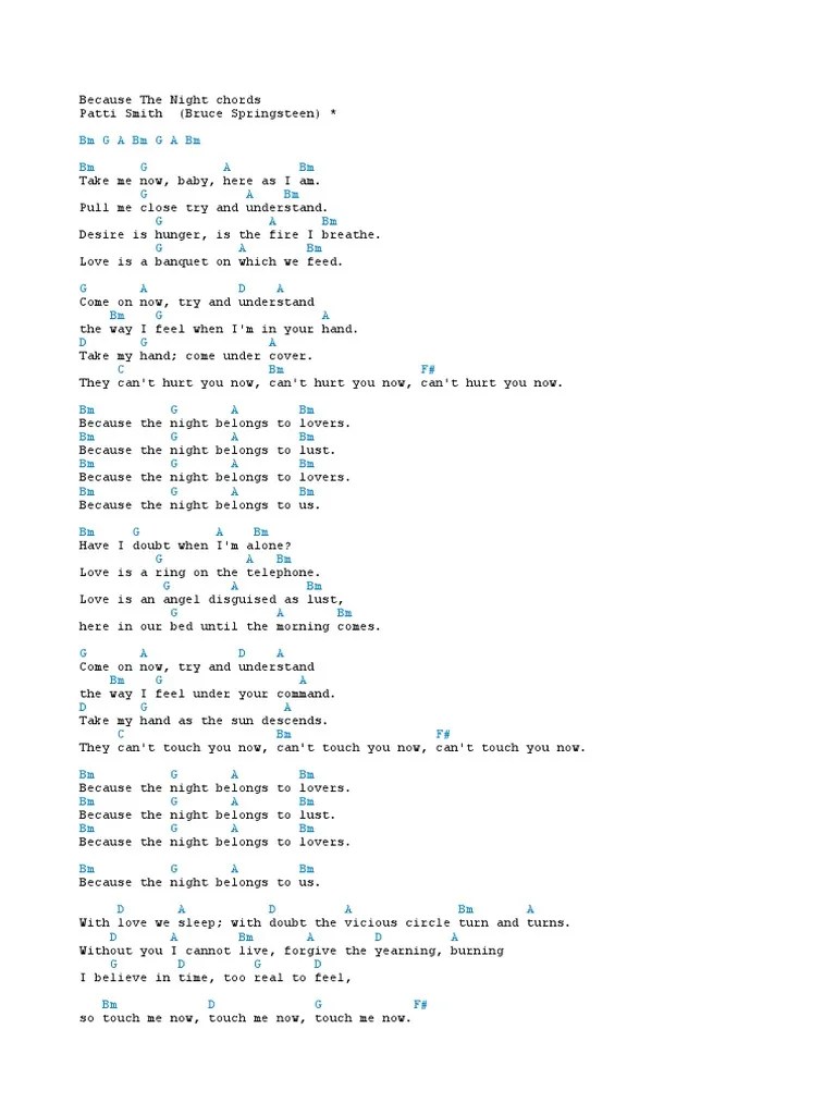 Because The Night Chords | PDF