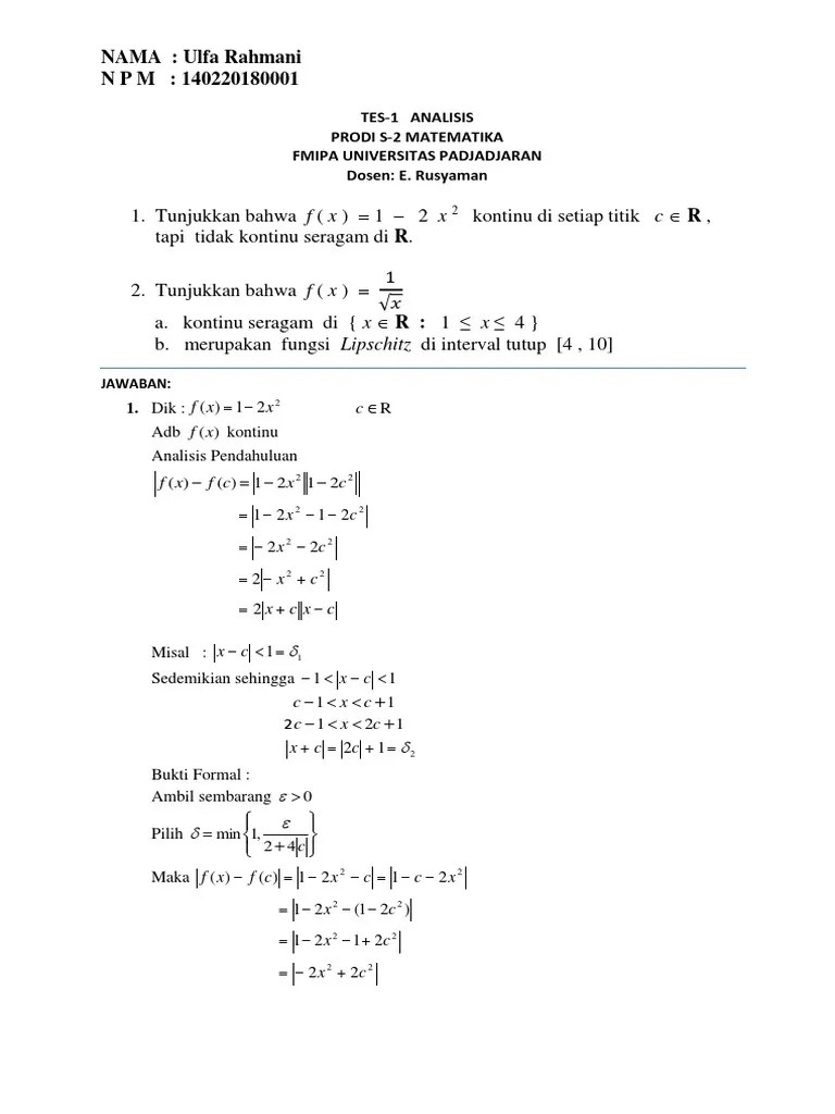 TES-1 Fungsi Kontinu Ulfa | PDF