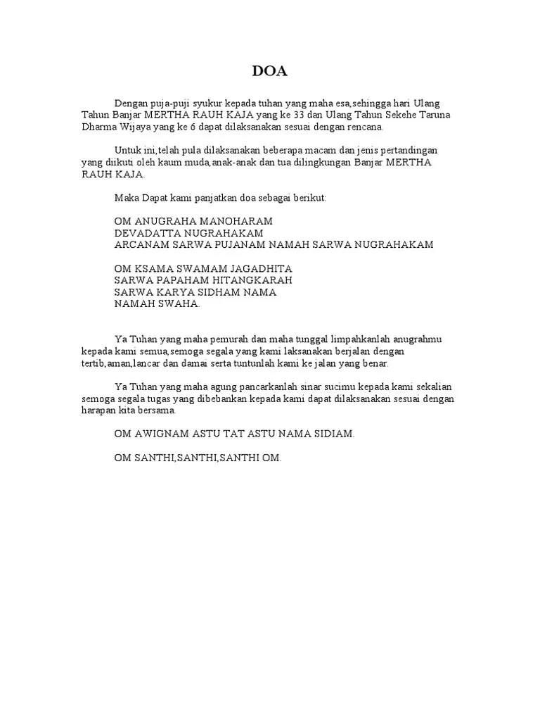 Contoh teks mc acara ulang tahun (milad). Doa Untuk Acara Ulang Tahun Pdf