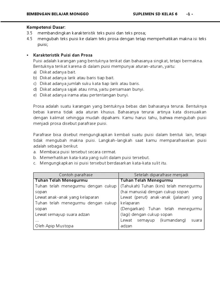 Nah, agar menjadi soal dangan tingkat nalar tinggi, atau soal hots, soal di . Bahasa Indonesia Kelas 6 Pdf