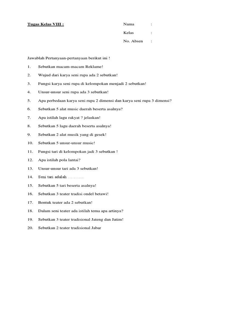 Check spelling or type a new query. Tugas Pertanyaan Untuk Sd Pdf