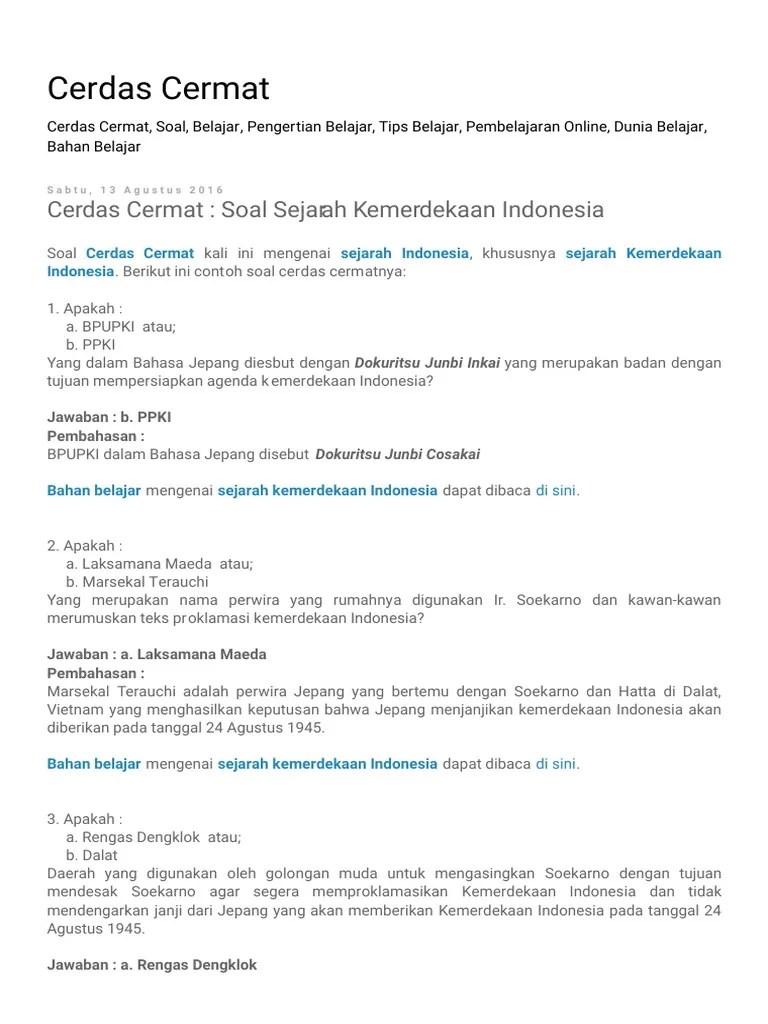 soal cerdas cermat pkn sma dan jawabannya. Soal Cerdas Cermat Sma Kemerdekaan