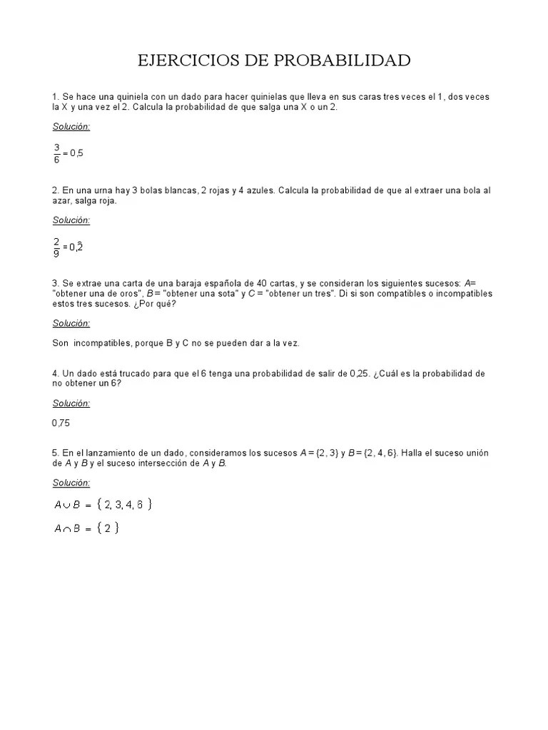 Ejercicicios Resueltos De Probabilidad | PDF | Probabilidad | Probabilidades Y Estadísticas